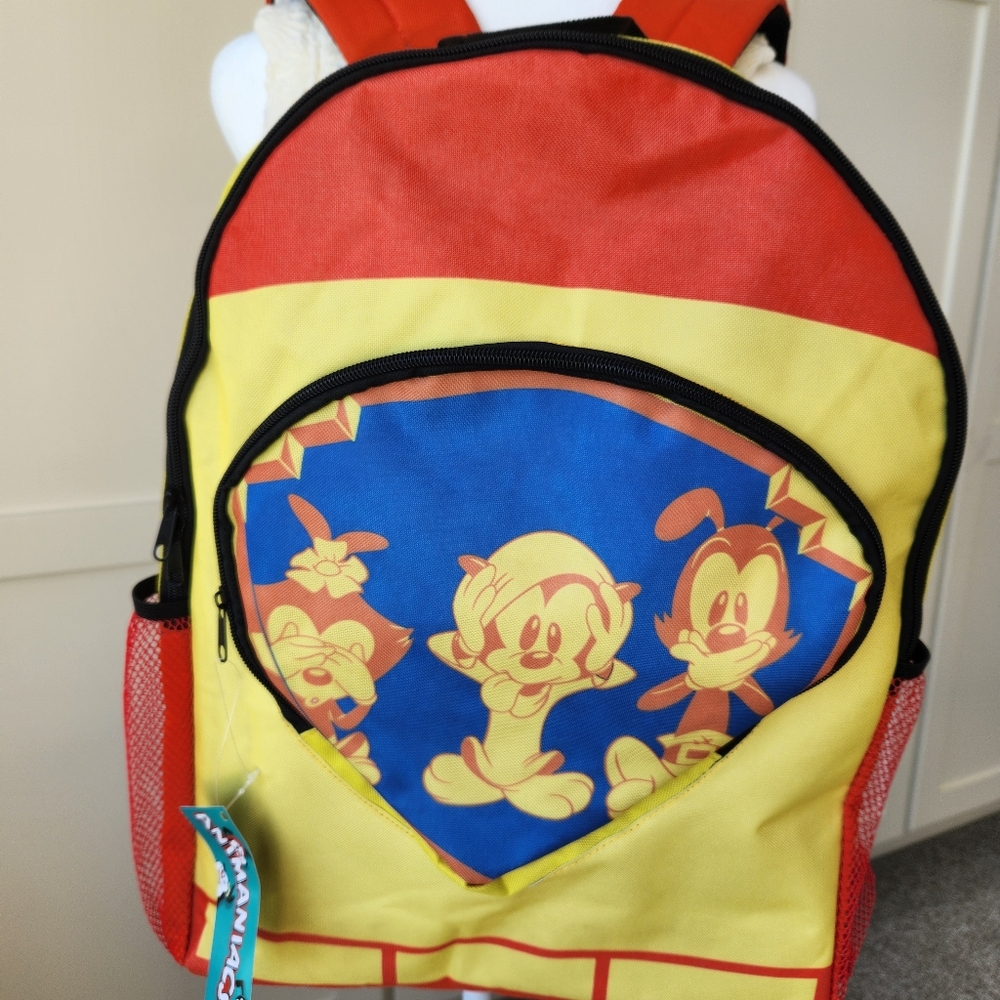 NEW Animaniacs Backpack Bag Orange Yellow Bright Colorblock WB Lootcrate Retro - Picture 3 of 11